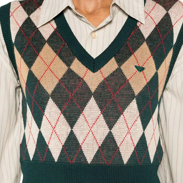 PRADA Checked Knitted Vest-4