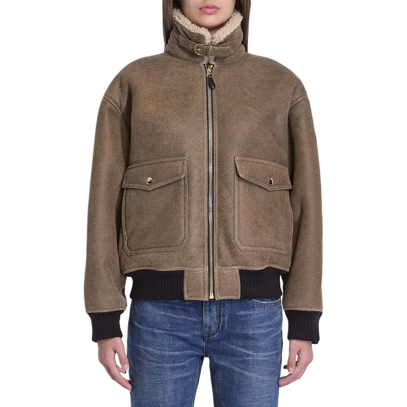 CELINE Aviator Blouson Jacket In Vintage Shearling-3