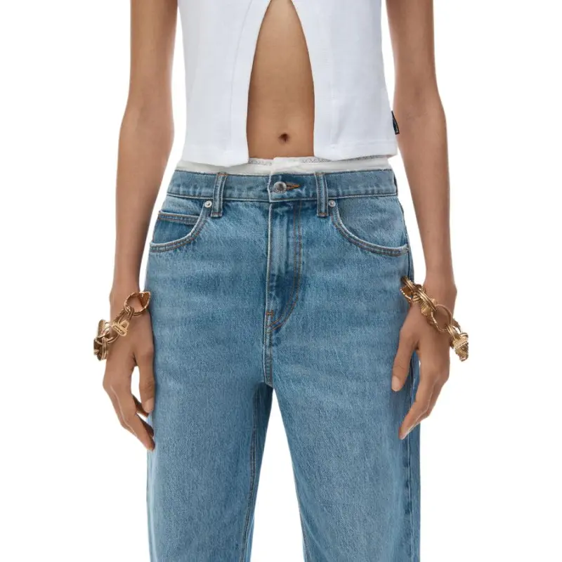 Alexander Wang Mid Rise Relaxed Straight Pointelle Undie Vintage Light Indigo-4
