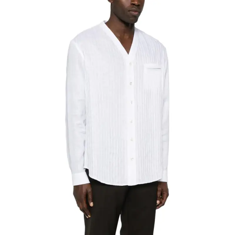 GIORGIO ARMANI Regular fit Linen Shirt With Front Ribs-3