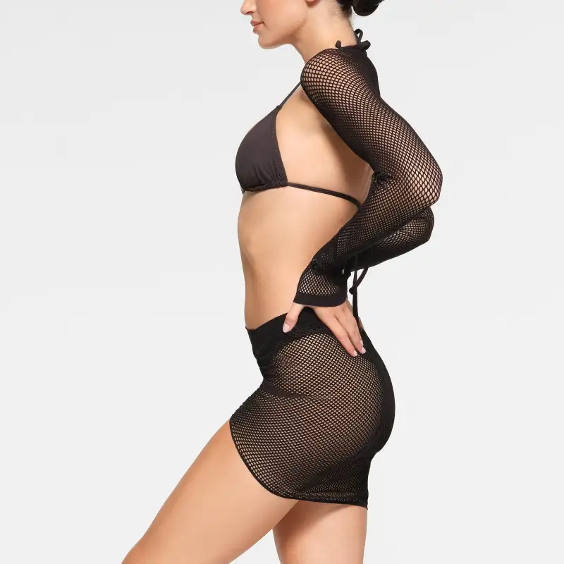SKIMS WARP KNIT COVER UP RUCHED SARONG Swim Dresses & Skirts Women's ONYX/Onyx-2