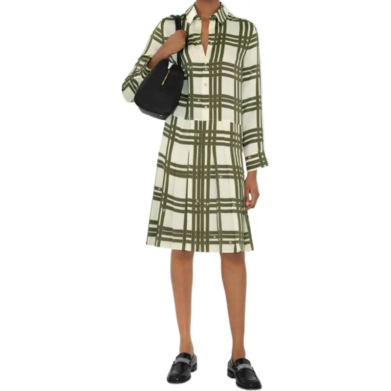 Burberry Long Sleeved Dresses Women's Green-1