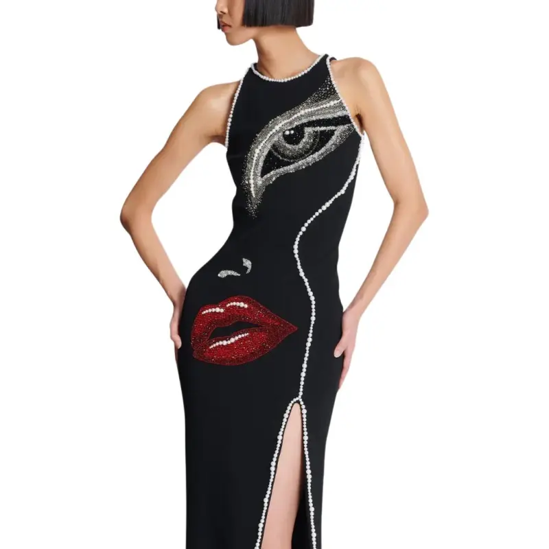 BALMAIN Face motif Maxi Dress-5