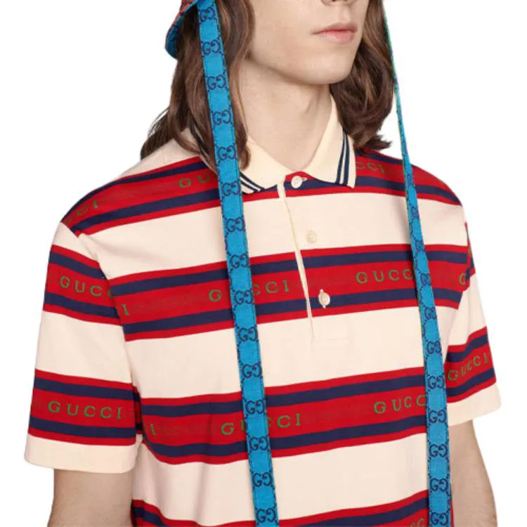 GUCCI Polo Shirt Men's Red White Stripes-4