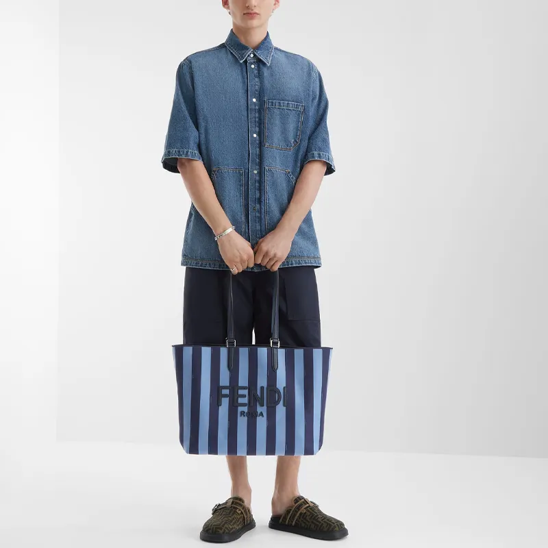 FENDI Short Sleeved Buttoned Denim Shirt-2