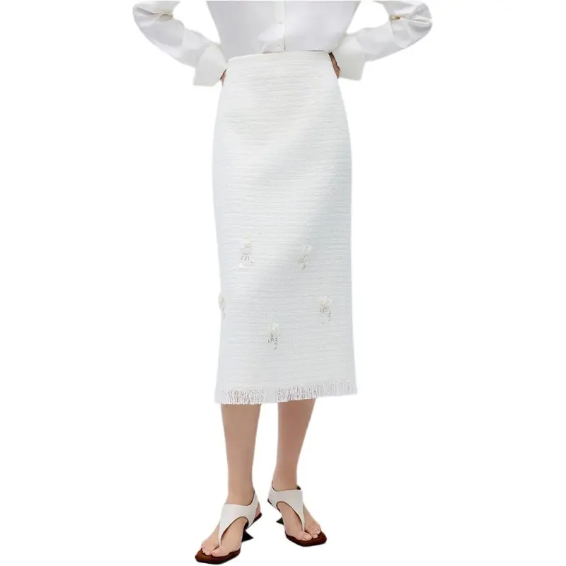 NAWEI Casual Long Skirt Women's White-2