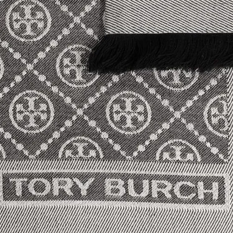 TORY BURCH Monogram Fringed Scarf-2