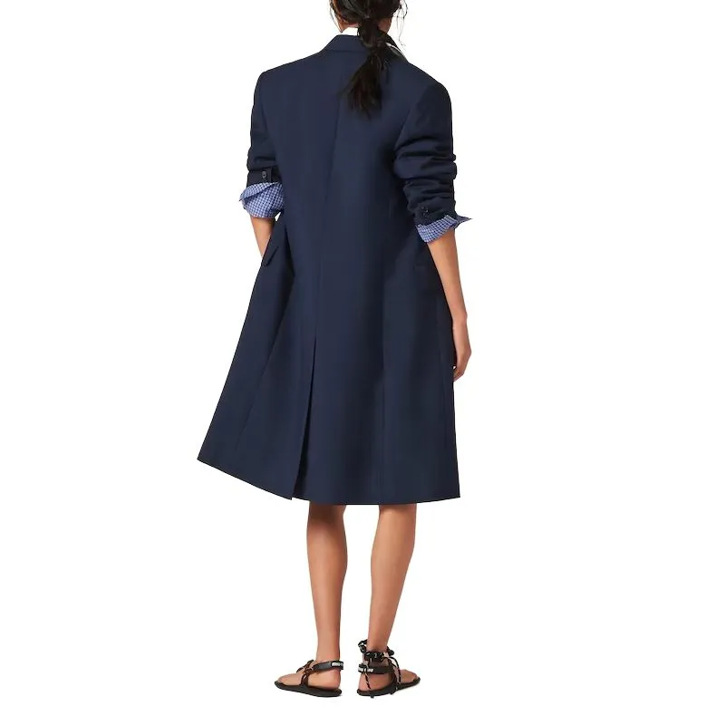MIU MIU Single Breasted Mohair Coat Women's Marine Blue-2