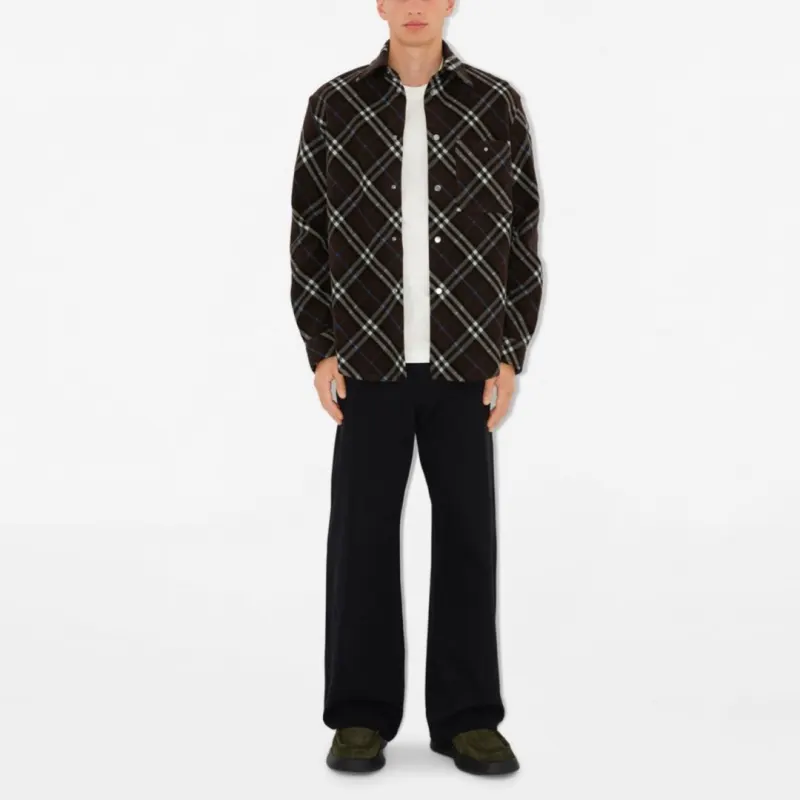 Burberry Check pattern Wool Shirt-2
