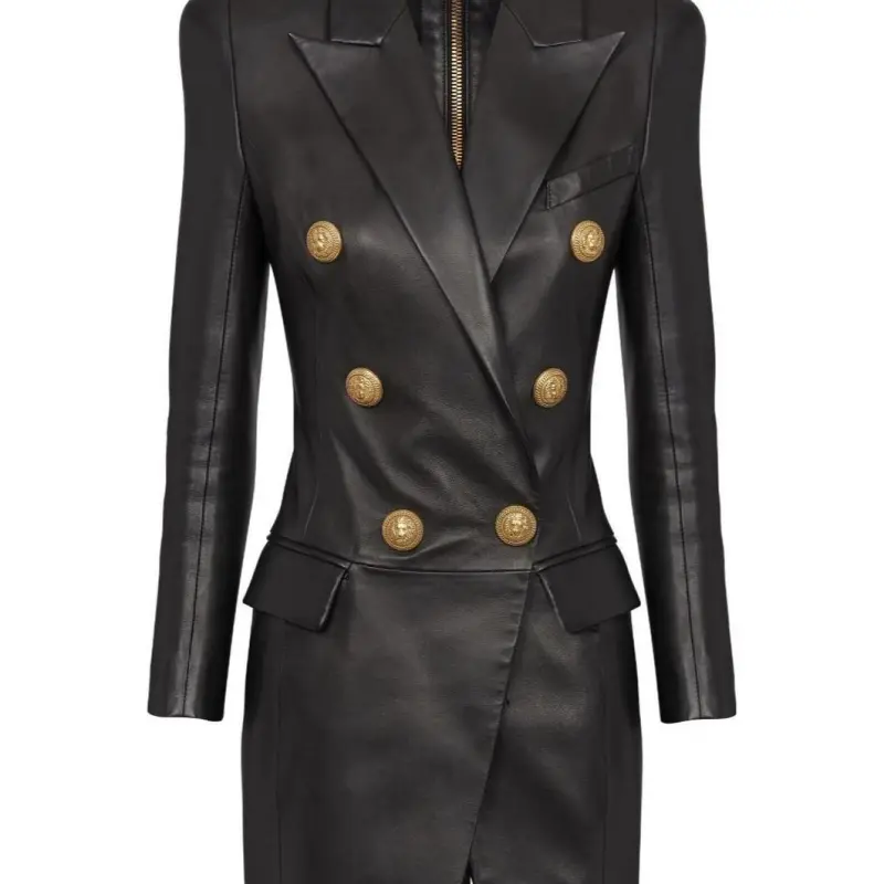 BALMAIN Leather Blazer Mini Dress-4