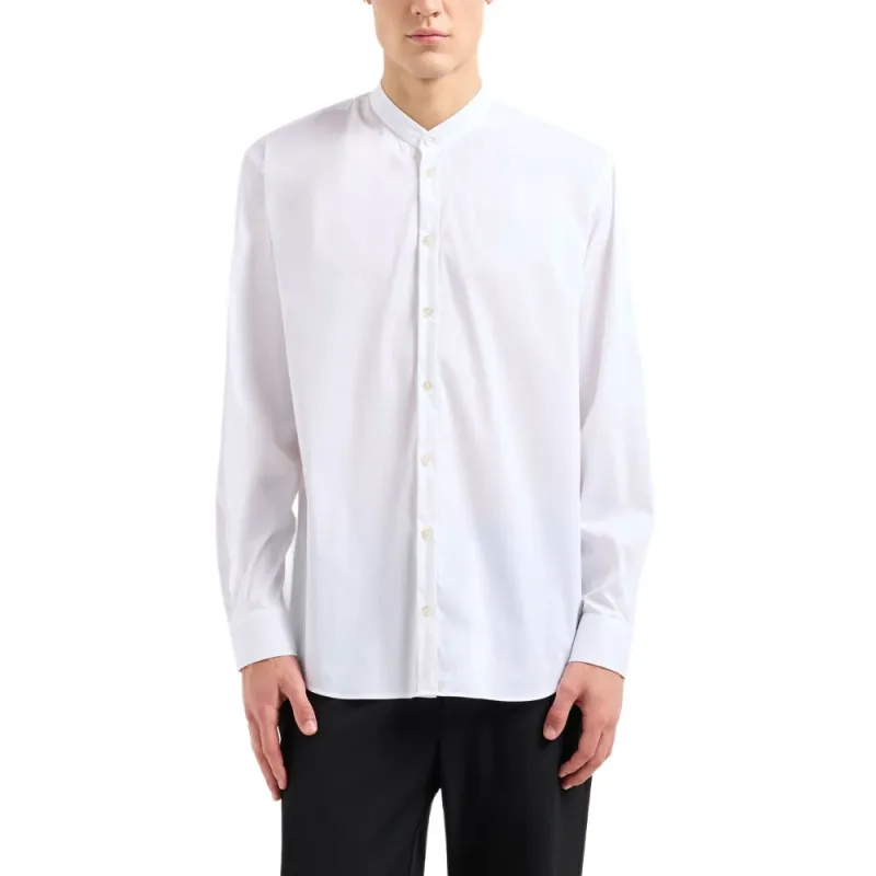 EMPORIO ARMANI Stretch Satin Shirt With Guru Collar-2