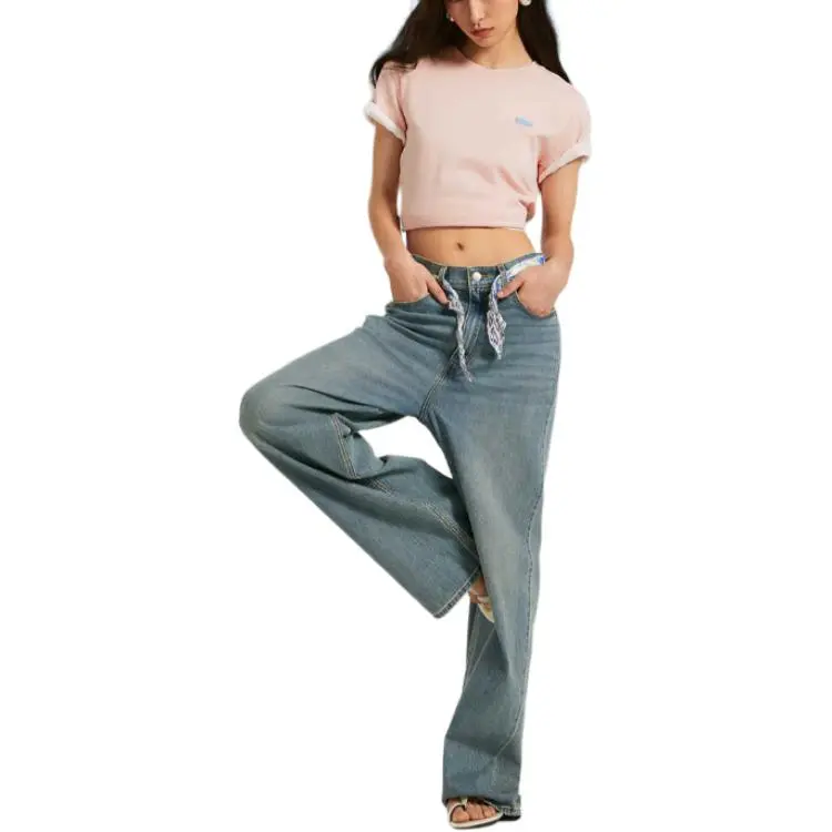 Levi's Classic Logo Casual Minimalist Style Knitted Fabric Crew Neck Business Casual Short Sleeved Women's-3