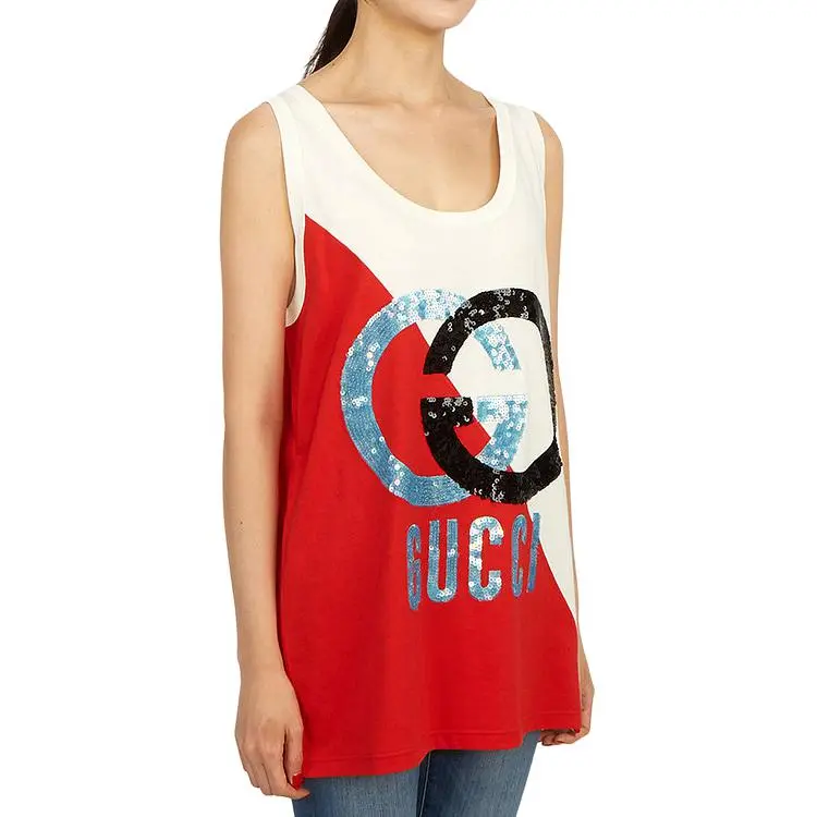 GUCCI Interlocking G Sequin embellished Tank Top-3