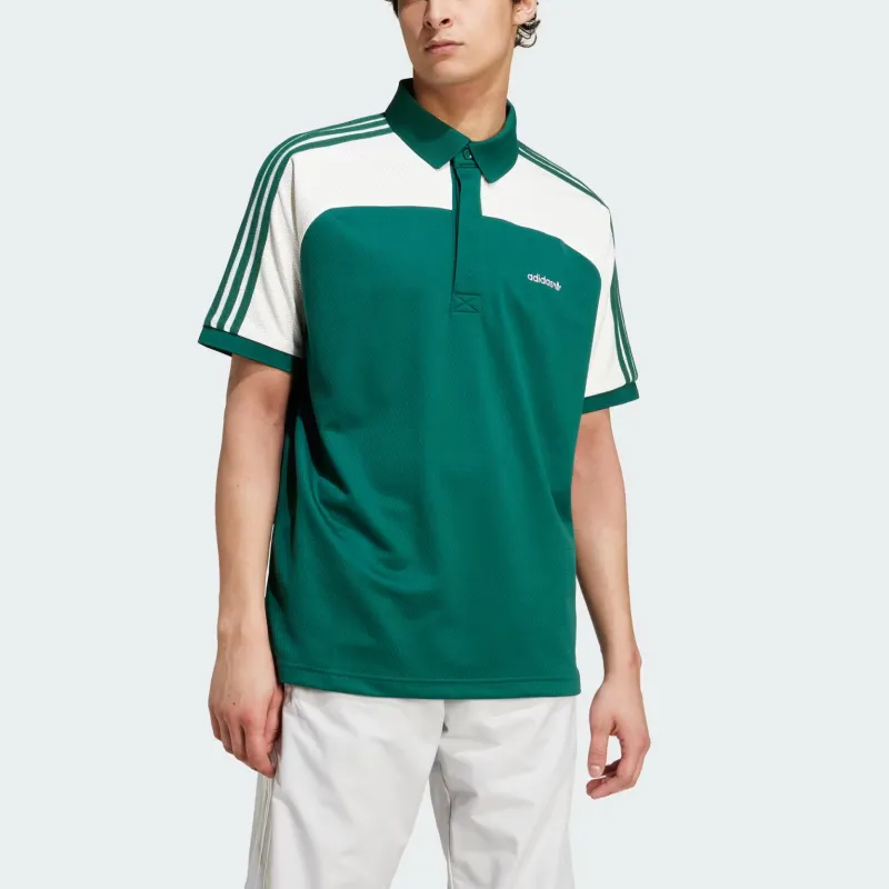Adidas Originals '80s Premium 3 Stripes Archive Mock Mesh Polo Shirt-1