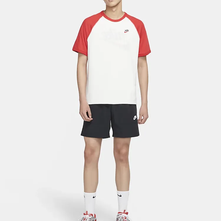 Nike T Shirts Men Sail White/Colored Oat/University Red-3