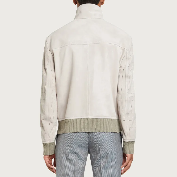 Ferragamo Leather Jackets Men Light Gray-3