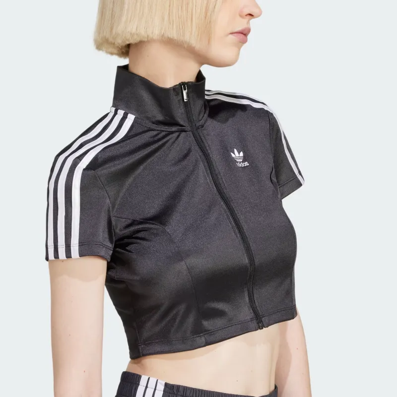 Adidas Women's Adicolor Short Sleeve Track Long Sleeve Top Black-4