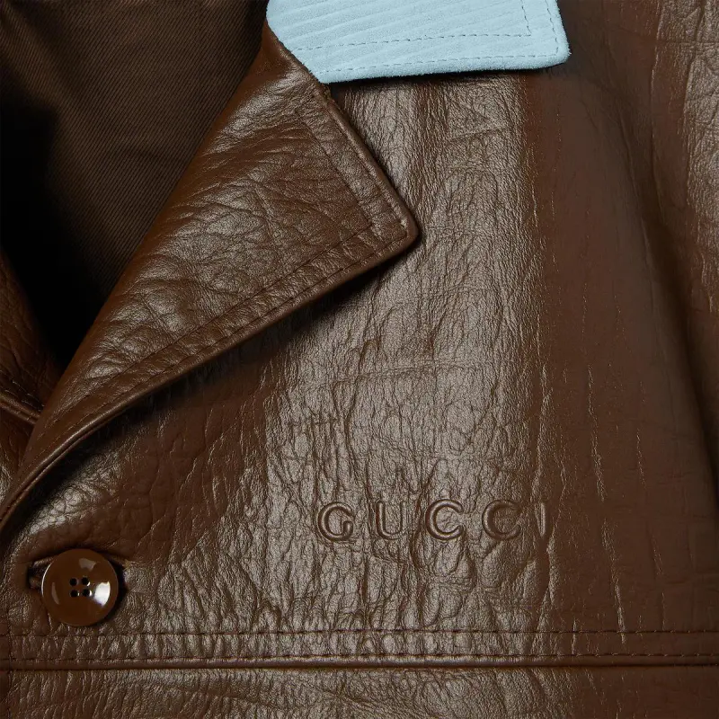 GUCCI SS25 Leather Jacket Men's Dark Brown-5