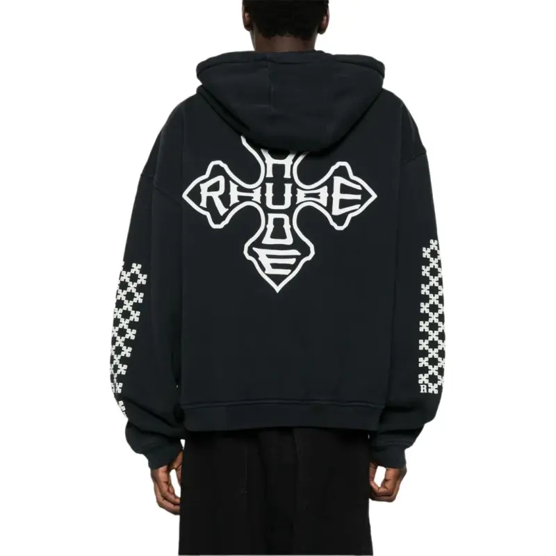 RHUDE Cross Logo Zip Up Hoodie-3