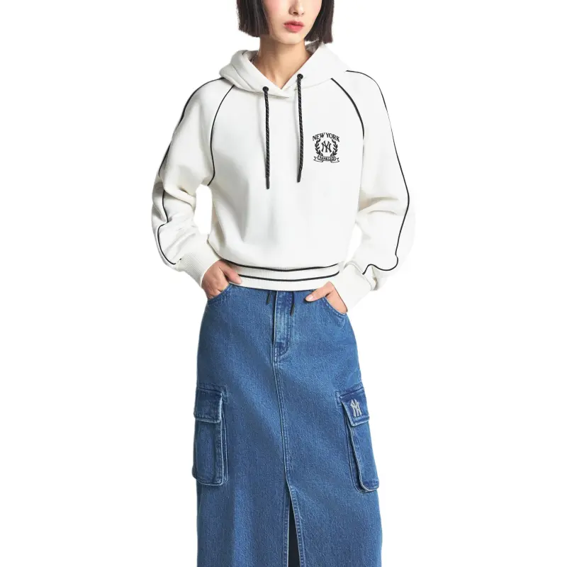 MLB New York Yankees Varsity Sportive New York Yankees Hoodie Sweatshirt Women's Cream-3