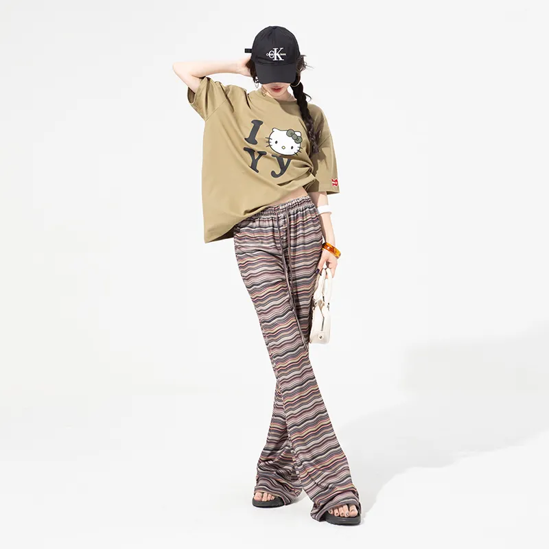 OROI Casual Pants Women's Stripes Brown-7