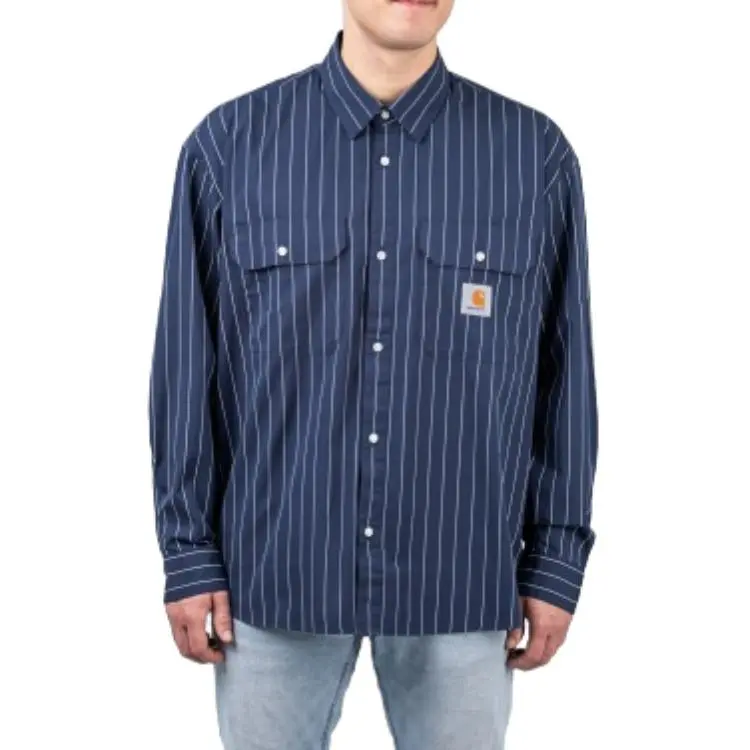 Carhartt WIP Men Camisa Orlean Shirt Blue-2