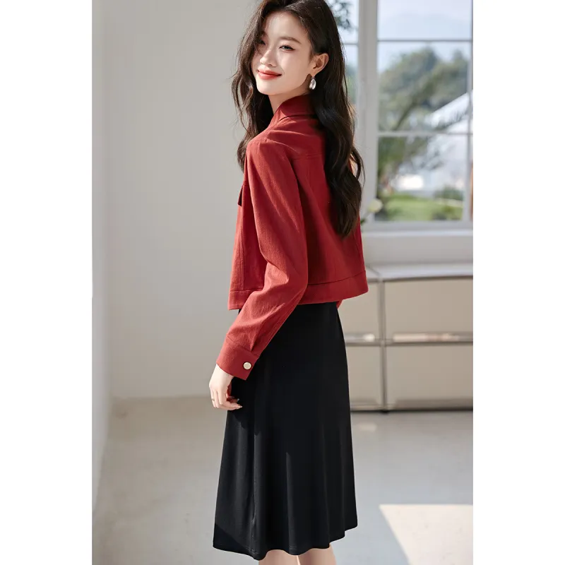 Mo Han Yi Mei Skirt Set Women's Red Outer Black Inner-1