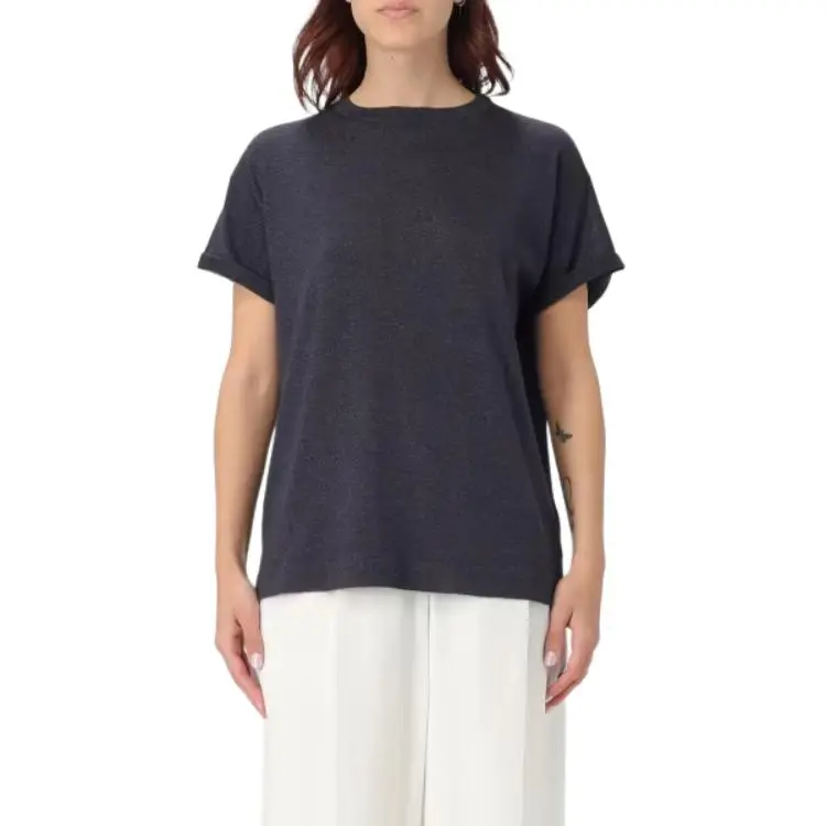 Brunello Cucinelli Short Sleeved Crewneck Knitted T Shirt-2