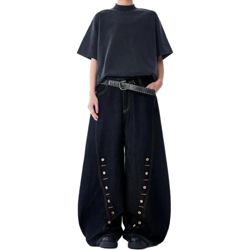 HEIYIXIANSHENG Jeans Unisex Black-3