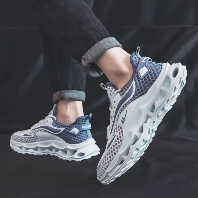 WARRIOR Ride The Wind And Waves Series Running Shoes Unisex Low Top White Gray/White Blue-14