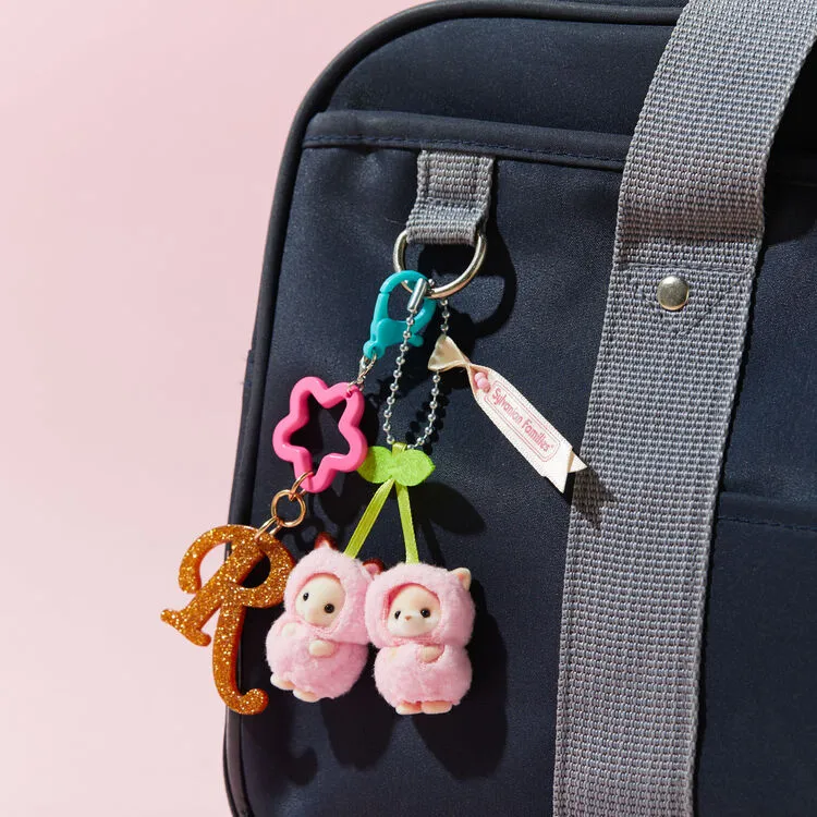 Sylvanian Families Cherry Chocolate Bunny Keychain Dolls Plush Pendant Small Size Tall-3
