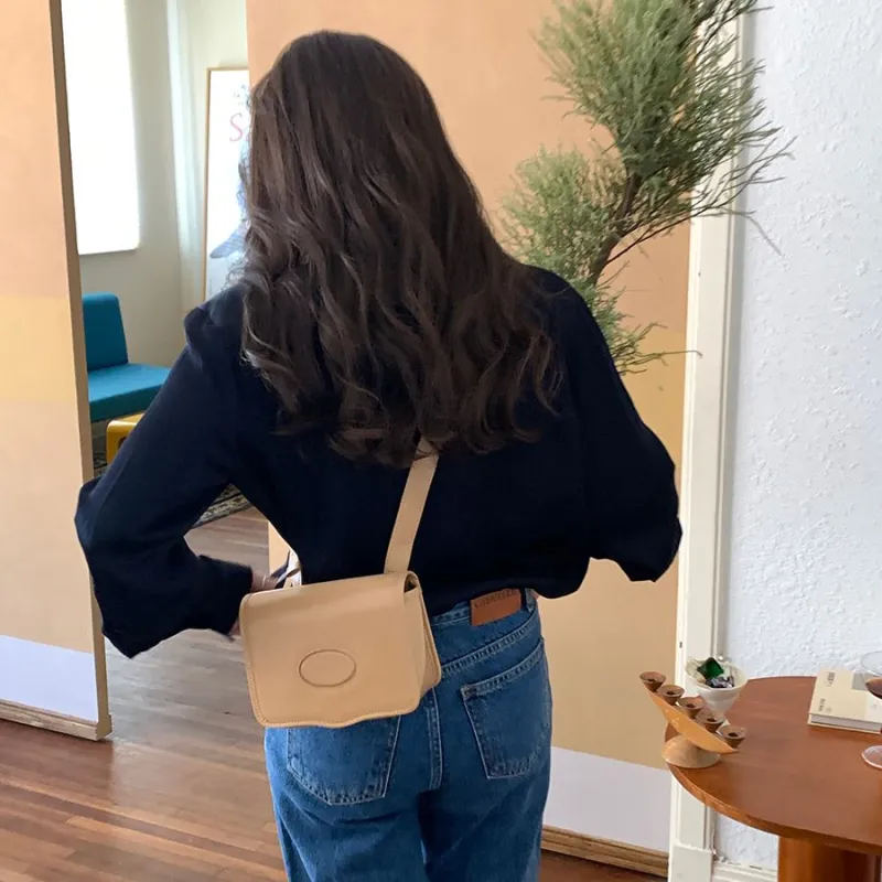 Shinpos Cow Split Leather Cow Leather Crossbody Bag, Shoulder Bag Small Size Women's Apricot-2