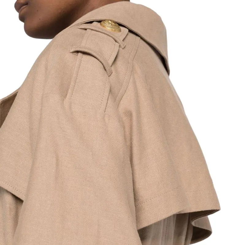 BALMAIN Trench Coats Women's Sandy Beige-5