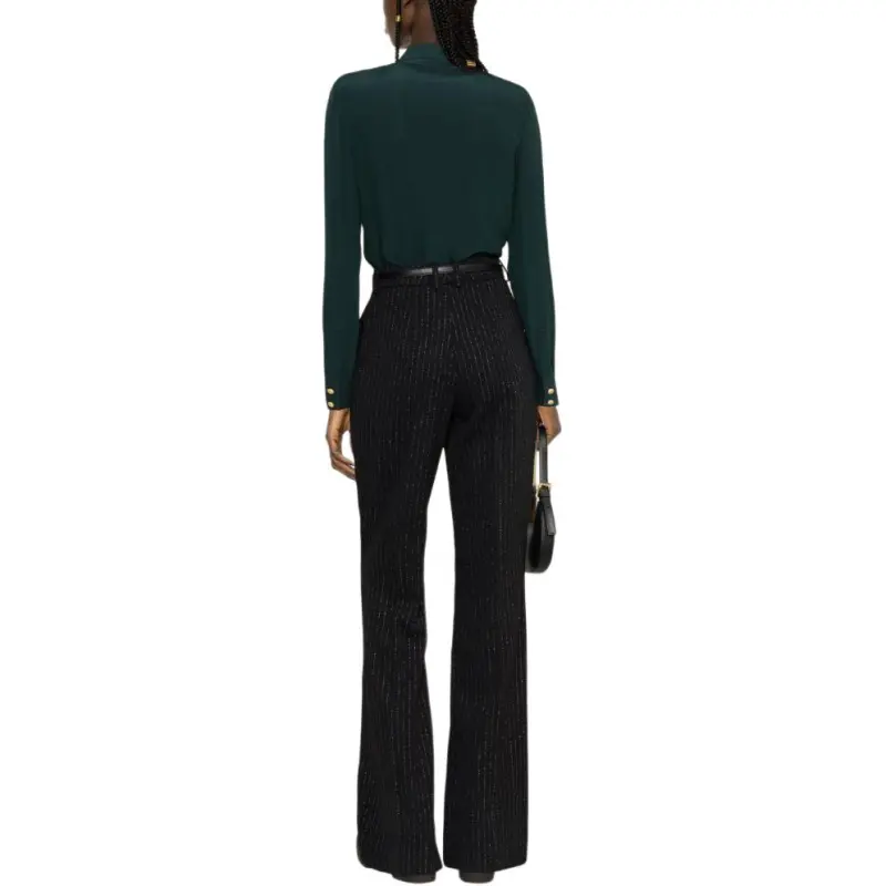 BALMAIN High Waist Lurex Striped Trousers-3