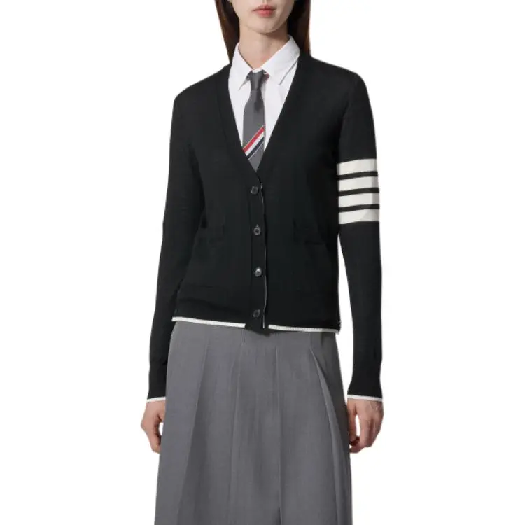 THOM BROWNE 4 Bar Button Up Cardigan-4