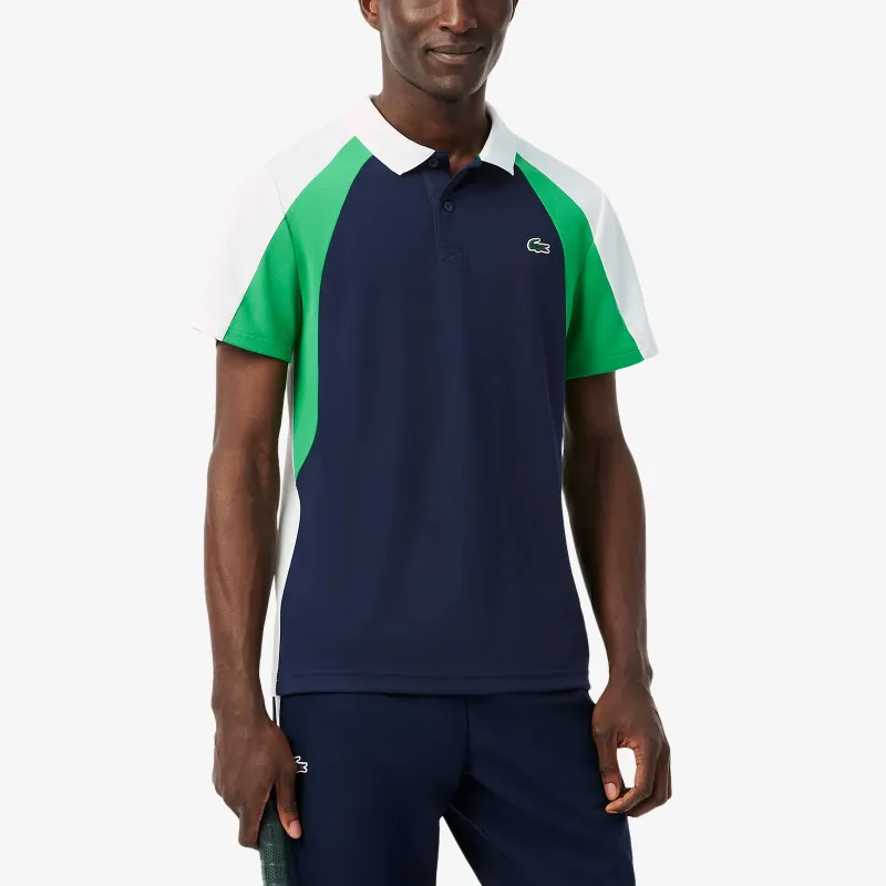 LACOSTE Polo Shirt Men's Marine Blue/Green White-2