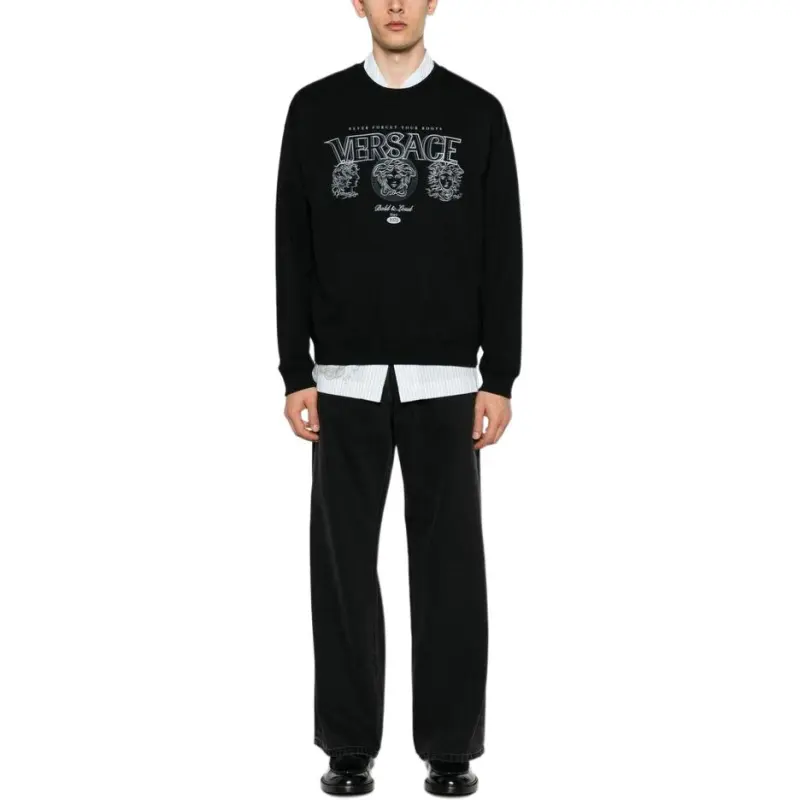 VERSACE Logo-print Cotton Sweatshirt-1