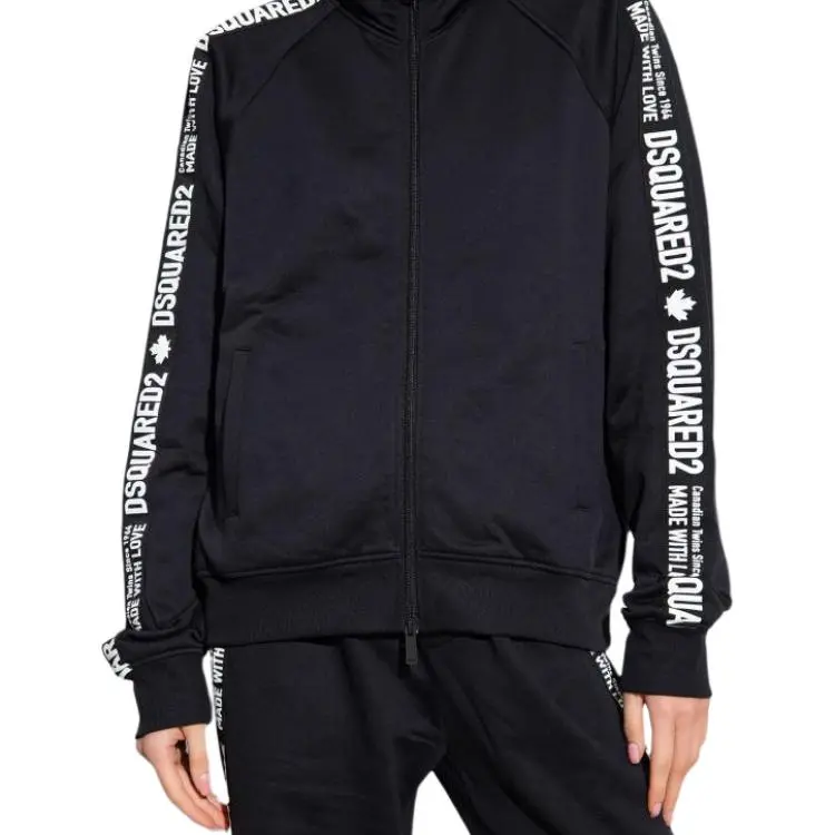 DSQUARED2 Logo stripes Zip up Cotton Sweatshirt-5