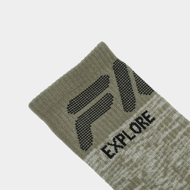 FILA EXPLORER Mid Calf Socks Men's 1 Pack Mixed Color Army Green-1