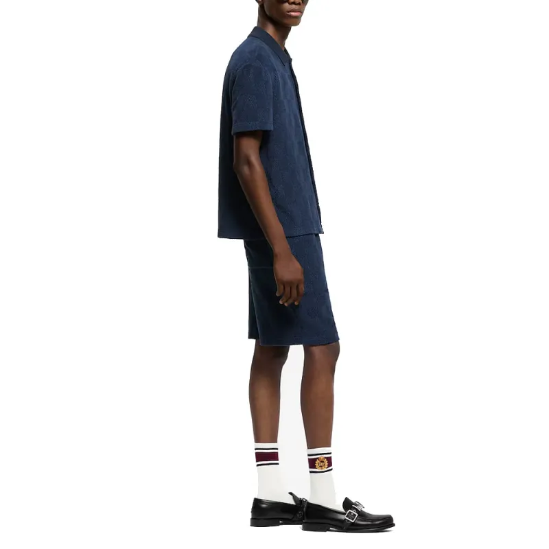 LOUIS VUITTON Damier French Terry Short Sleeved Cotton Blend Shirt-4