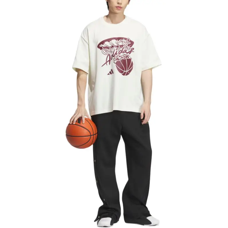 Adidas BASKETBALL SS25 T Shirt Unisex Ivory White-2