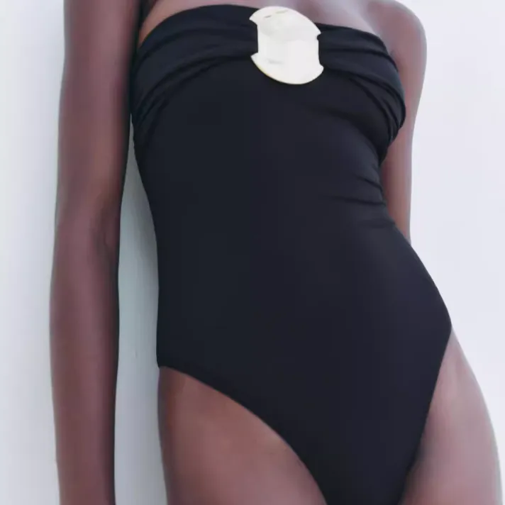 ZARA One piece Swimsuit Women's Black-3