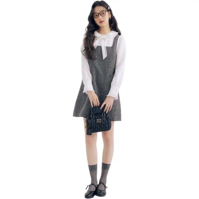 DEAR DEER PUFF Long Sleeved Dress Women's Gray-5