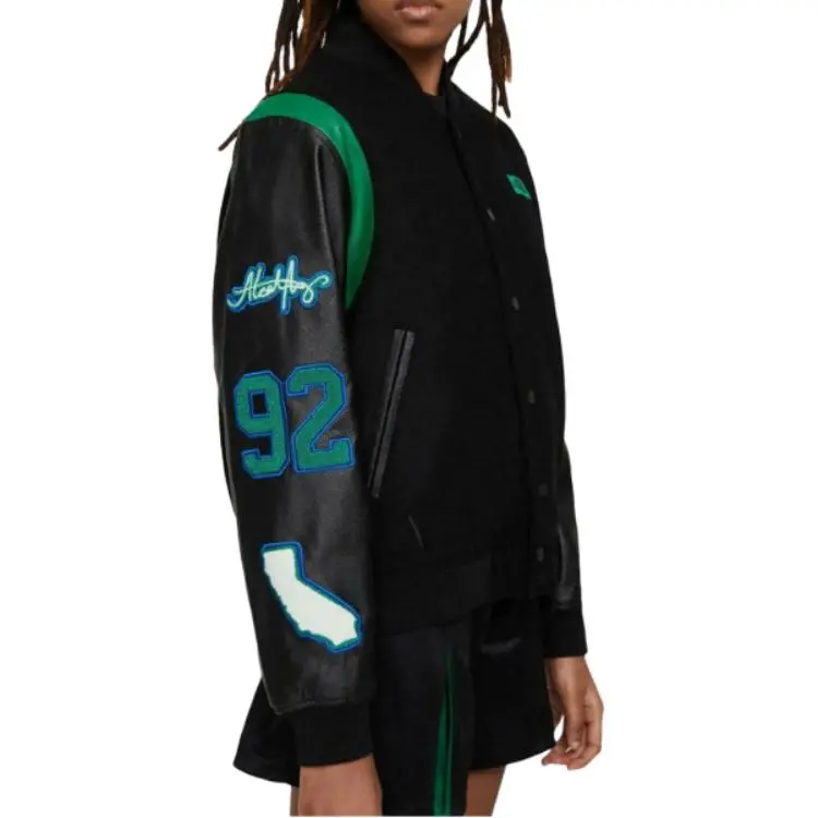 Jordan X Aleali May Varsity Jacket Black Game Royal Pine Green-3