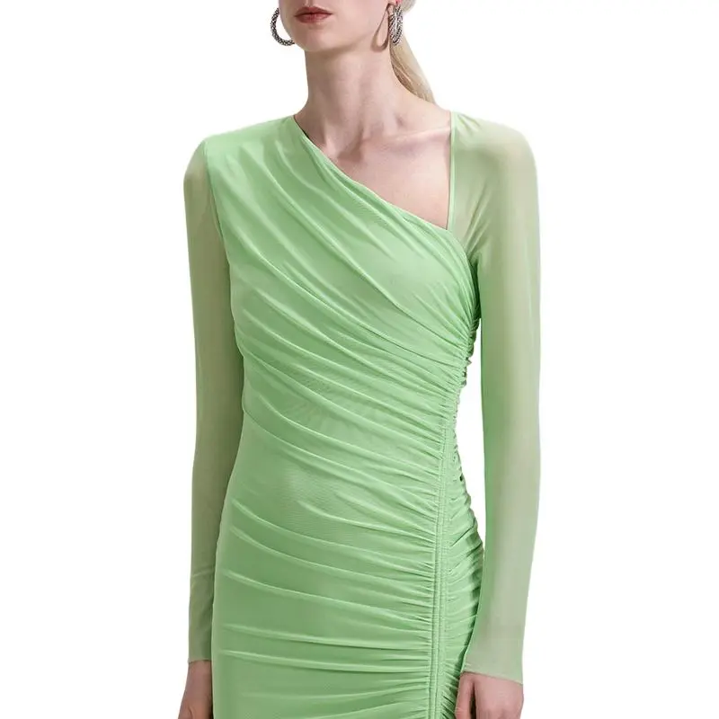 Self portrait Ruched Mesh Midi Dress-2