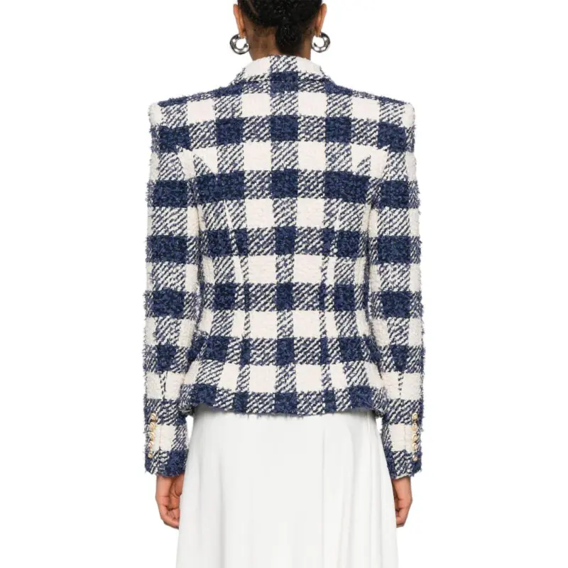 BALMAIN Gingham-check Tweed Blazer-2