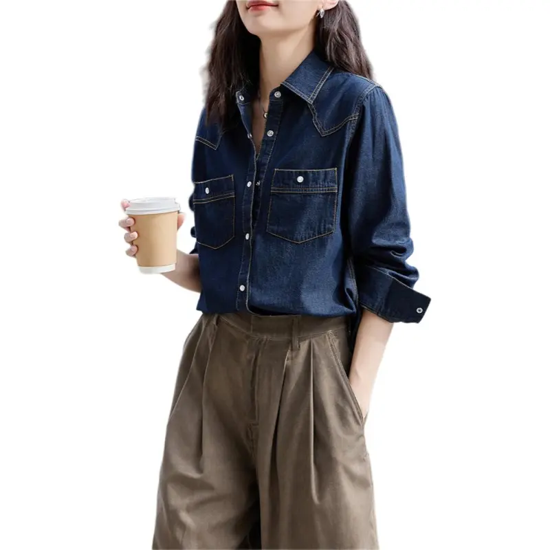 【dme】 Shirt Women's Dark Denim Blue-1