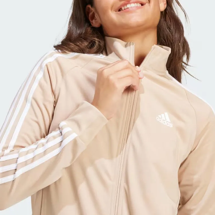 Adidas Primegreen Essentials Warm Up Slim 3 Stripes Track Jacket Retro Sports Jackets & Coats Women's Khaki-5