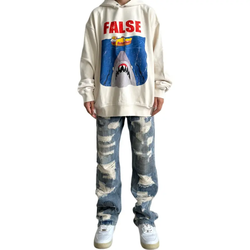 False Perception Sweatshirt Unisex Distressed White-2
