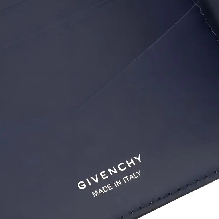 Givenchy Leather Wallet Men's Marine Blue & White-3